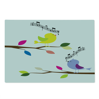 Ambesonne Birds Cutting Board Large Size Colorful Mascots Singing Multicolor