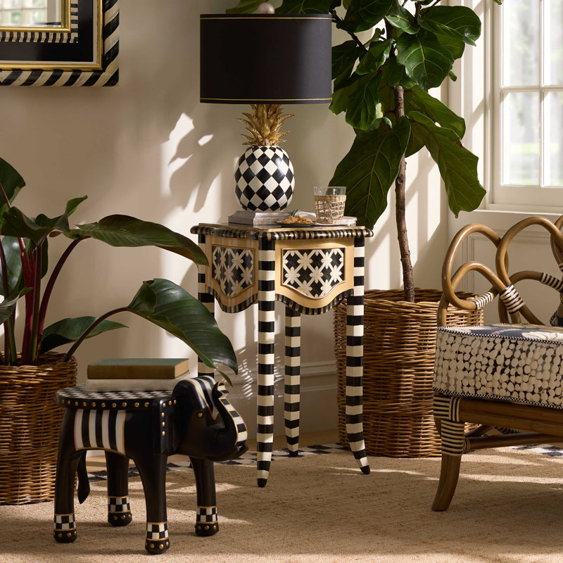 Beech and Porcelain Square Accent Table with Storage