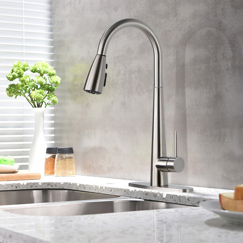 Interbath Pull Down Kitchen Faucet, Brushed Nickel