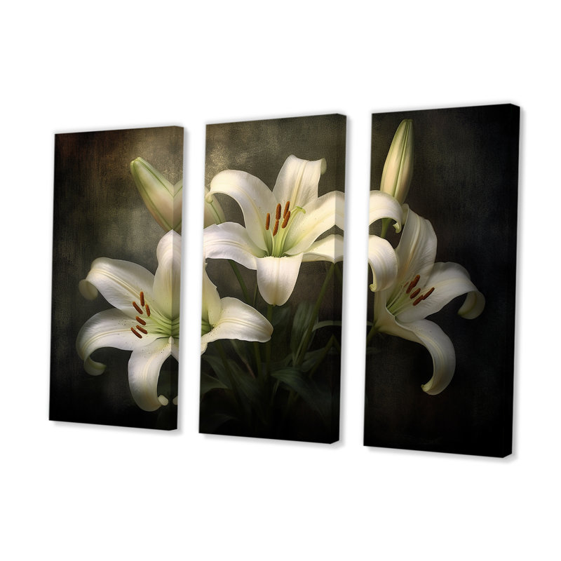 Timeless Delight Of Elegant Beauty Lilies - Ensemble de décoration murale lys, H 28 po x l 36 po x P 1 po