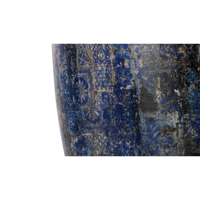 Très grand pot décoratif, bleu marine, 15,0 po de diamètre x 15,8 po de hauteur | Béton léger et terre cuite | Peinture organique écologique | Parfait pour les plantes d'intérieur et d'extérieur, design élégant et durable