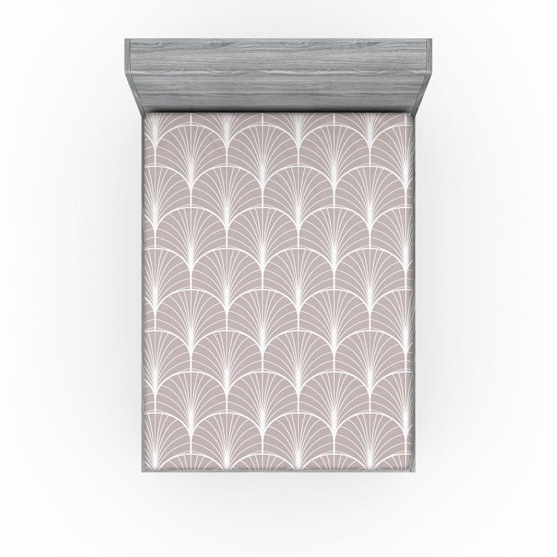  Drap-housse géométrique, Taupe / Blanc, Grand