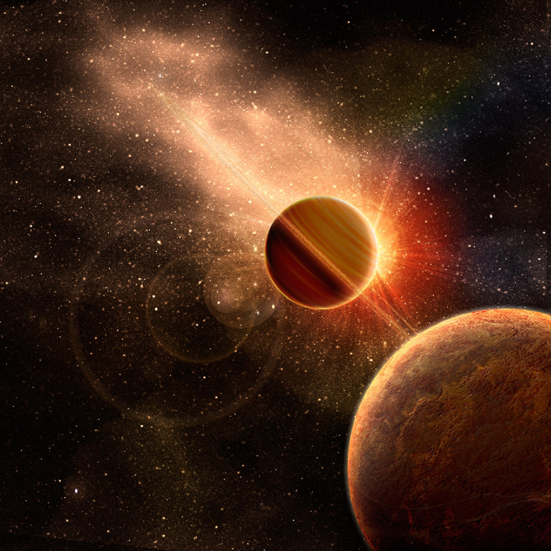 Planète Emiri avec anneaux de Sdenisov, H 36 po x l 36 po