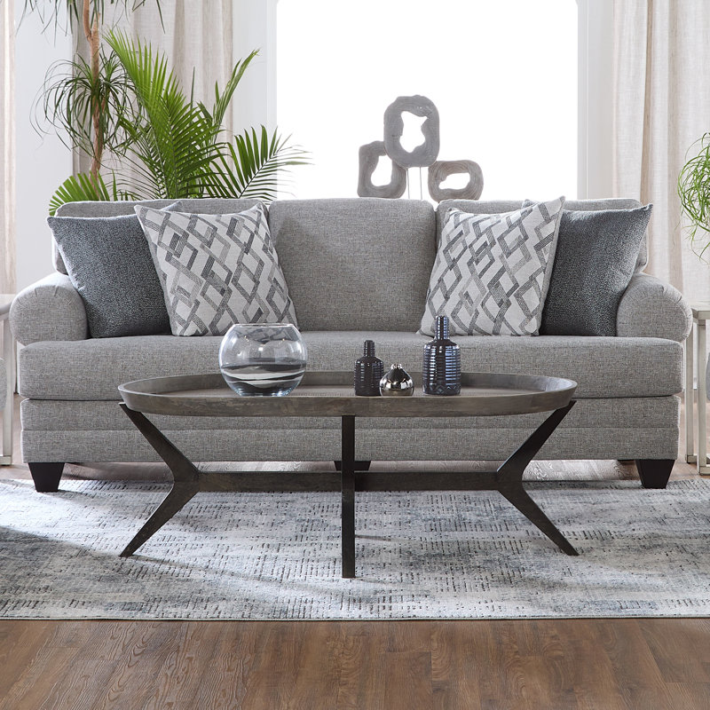 Cannoy Upholstered 93'' Sofa, Brown/Gray Polyester Blend