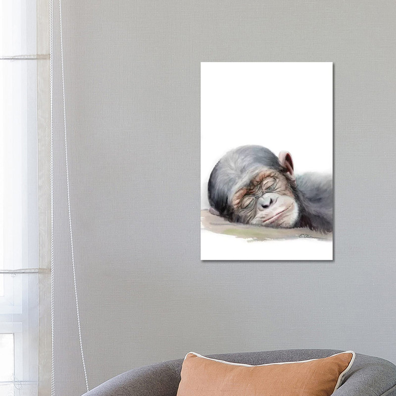 Sleeping Baby Chimpanzee by Watercolor Luv - Wrapped Canvas Gallery-Wrapped Canvas Giclée, 66.04 cm H x 45.72 cm W