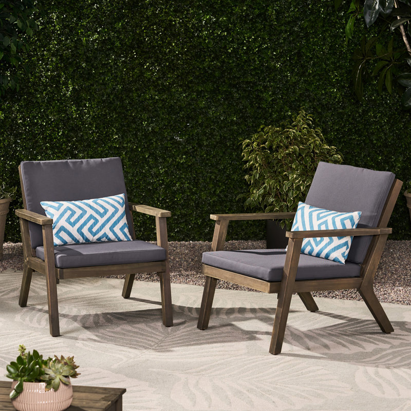 Outdoor Calm Chair - Club Chair In Dark Grey Wood, 26In Depth, 31.8In Width, 29.51In Height, 22.02Lb Deck Lounge Weight