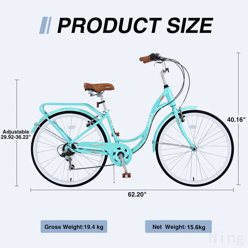 7 vitesses, cadre en acier, plusieurs couleurs pour dames, vélo de 24 pouces
