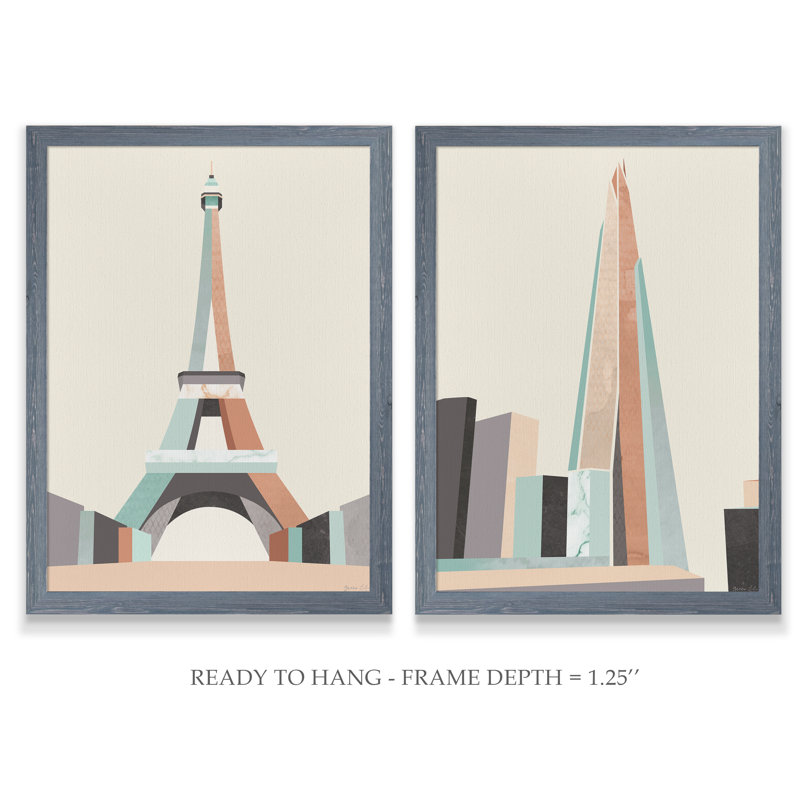 « graphicing architecture i » par antonyme bunjamin (abe)-ensemble de 2 reproductions d’art sur cadre photo, Pas de tapis