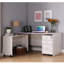 Bureau Mid-Century mobile en chêne blanc avec roues verrouillables avec ordinateur quatre