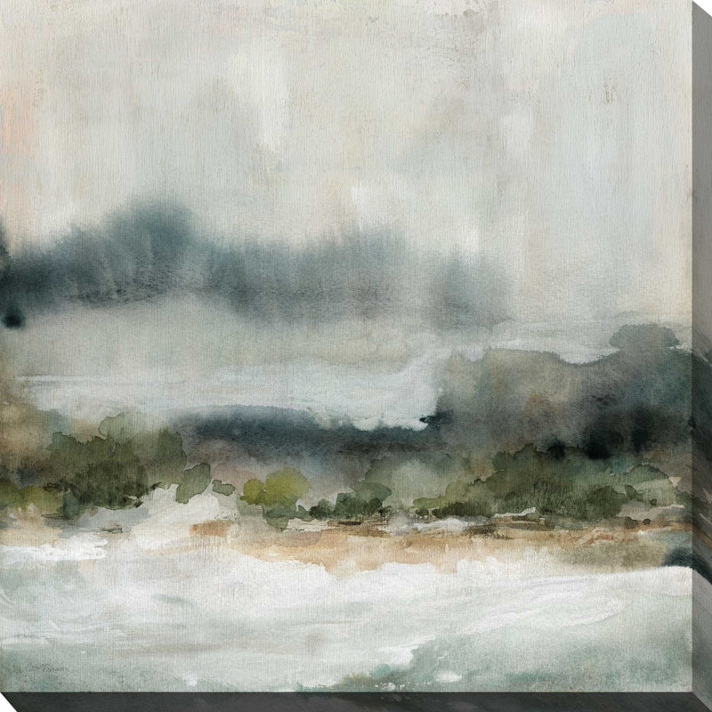 «Textured Rain I» par Carol Robinson - Peinture, L 18 po x H 18 po, Toile tendue