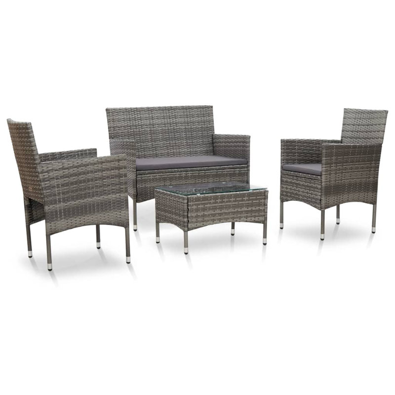 Chaise longue 4 pièces avec coussins, gris, gris