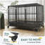 Cage pour chien en cage robuste de 48 po PawHut avec roues verrouillables, porte double et plateau amovible, gris