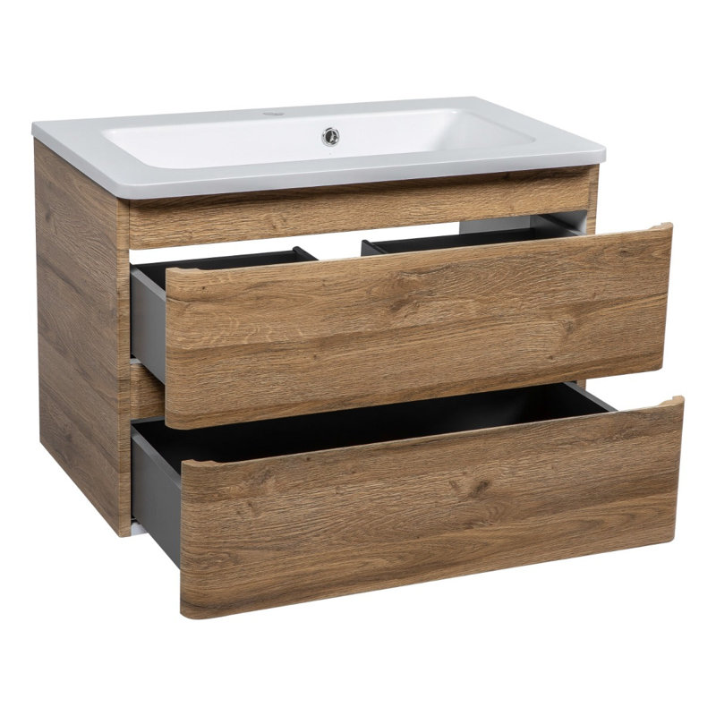 Meuble-lavabo simple avec plateau Gwendolene 23,4 po, Teck naturel