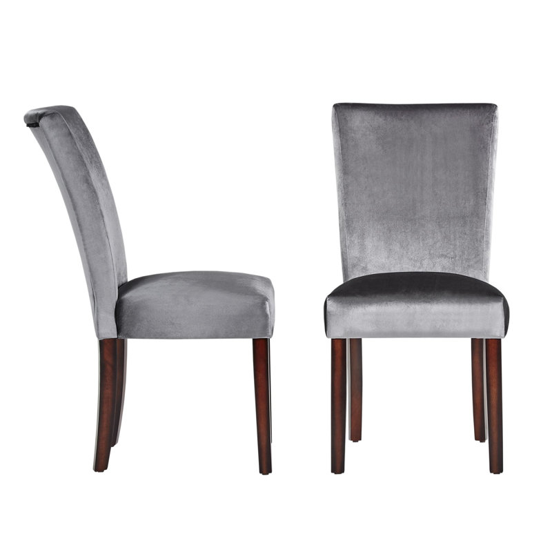 Lancaster 20.5'' H Upholstered Parsons Chair, Velvet Blue Steel 