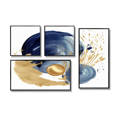 Cercle abstrait I - art mural abstrait sur toile géométrique 4 pièces