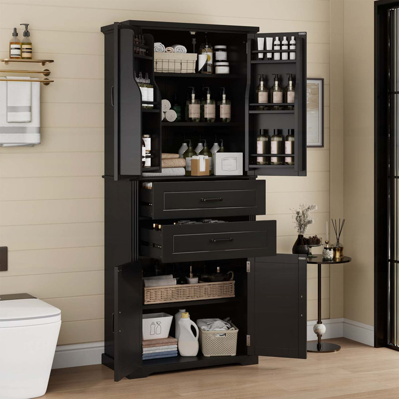 Armoire de rangement multifonctionnelle avec 2 tiroirs et tablette réglable pour divers espaces domestiques, Noir
