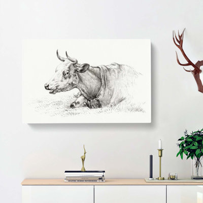 A Resting Cow by Jean Bernard - Wrapped Canvas