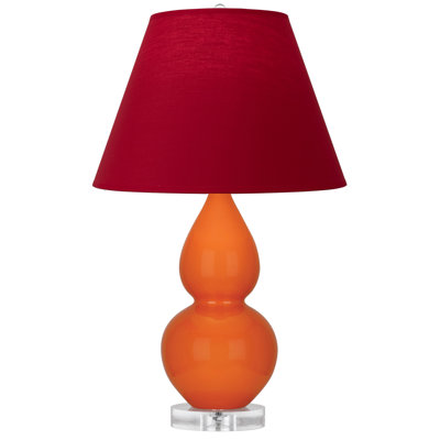 Small Double Gourd Accent Lamp - Steel Blue, Lucite - Tangerine, Taupe Lining Shade