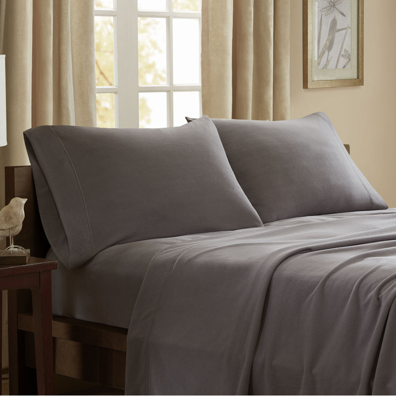 Peak Performance Fleece 3M Scotchgard Micro Fleece Sheet Set, Gray, Full