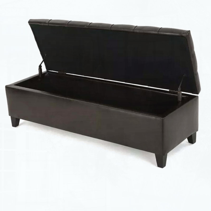 Storage Ottoman Bench with Button-Tufted PU Upholstery and Soft-Close Hinges, 300 lbs Capacity