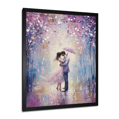 Couple Love Under The Rain In Paris I - Romantic Landscape Wall Art Living Room