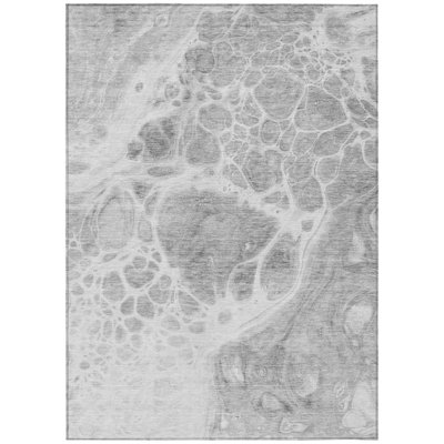 5' X 8' Gray Silver And Ivory Nautical Washable Indoor Outdoor Area Rug