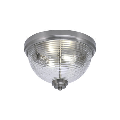 Geertruida 12" Flush Mount, 2-Bulbs, Shown In Brushed Nickel Finish With Glass