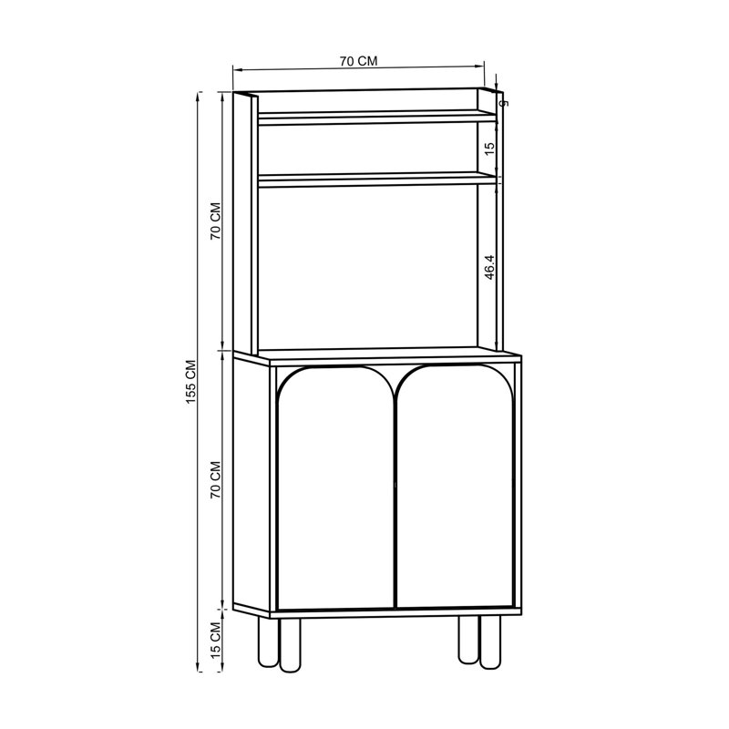 Multi-Purpose Cabinet with Numerous Shelves, Sapphire Oak, 27.6 x 61.0 x 15.7 inches | 100% Melamine Coated Chipboard | Sturdy Wooden Legs (5.9 inches) | Wall-Mountable, Modern Scandinavian Design for Home & Office