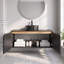 Meuble-lavabo mural 48 po en contreplaqué avec lavabos en céramique et portes doubles en sergé et armoire de rangement noir-136269274