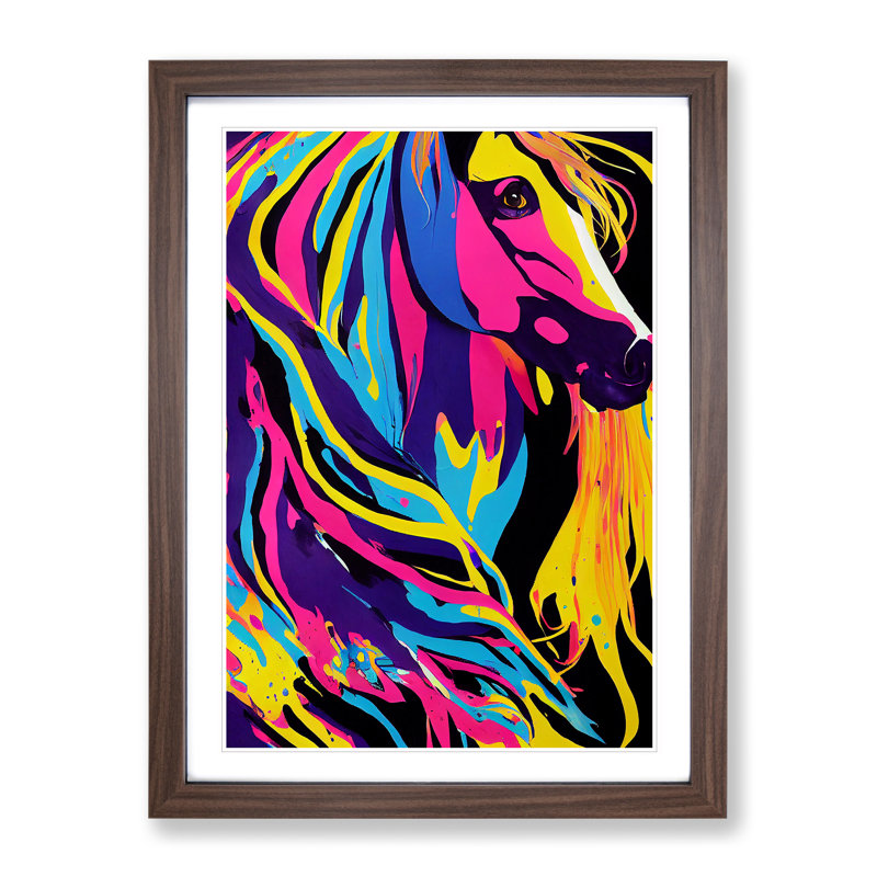 Horse Splash No.5 Abstract - Single Picture Frame Print, 64cm H x 46cm W x 2cm D, Brown Framed