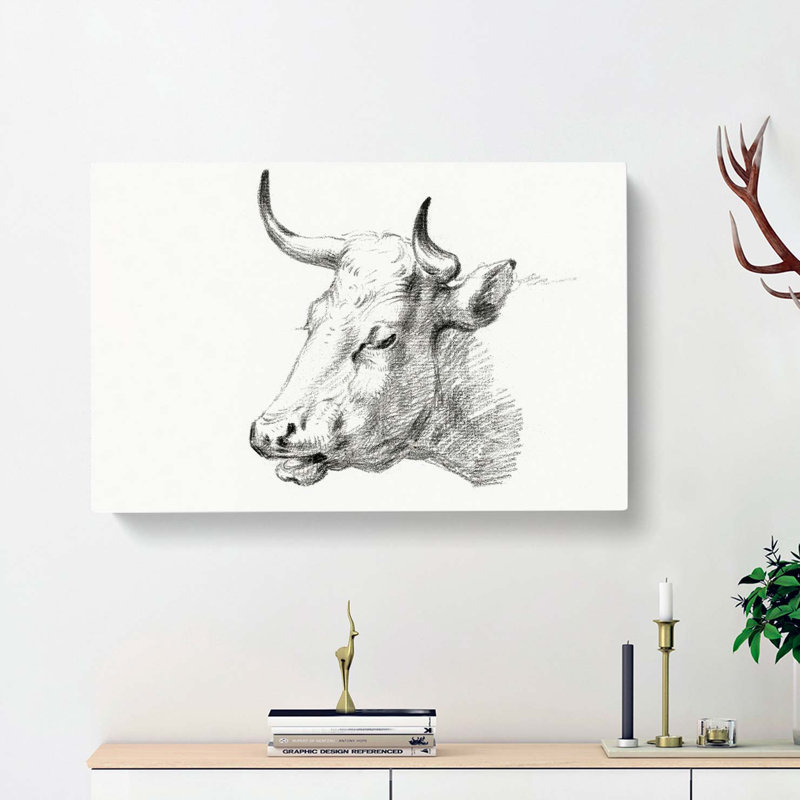 Head Of A Cow by Jean Bernard - Wrapped Canvas Print, 50cm H x 76cm W x 3cm D