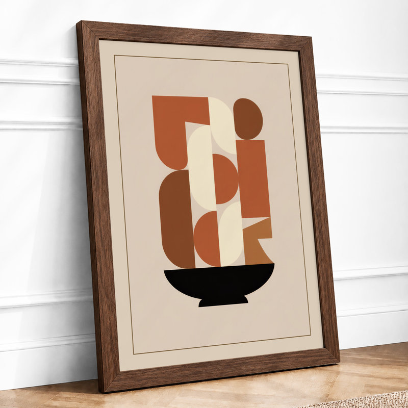 Modernist Geometry Geometric - Framed Print, A2 - 59.4 x 42.0 cm, Walnut