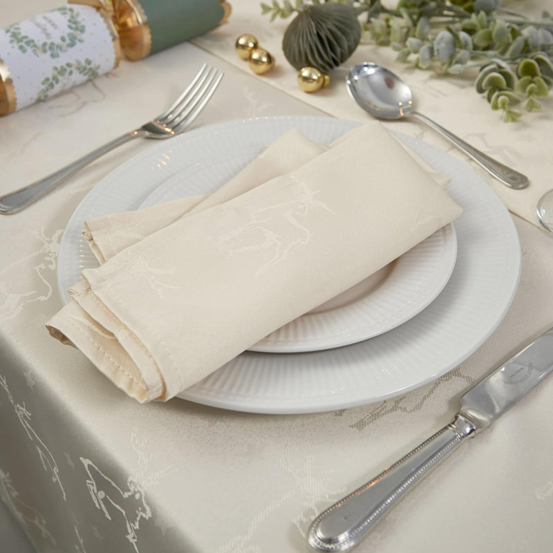 Amanzia Polyester Square Napkin, Cream