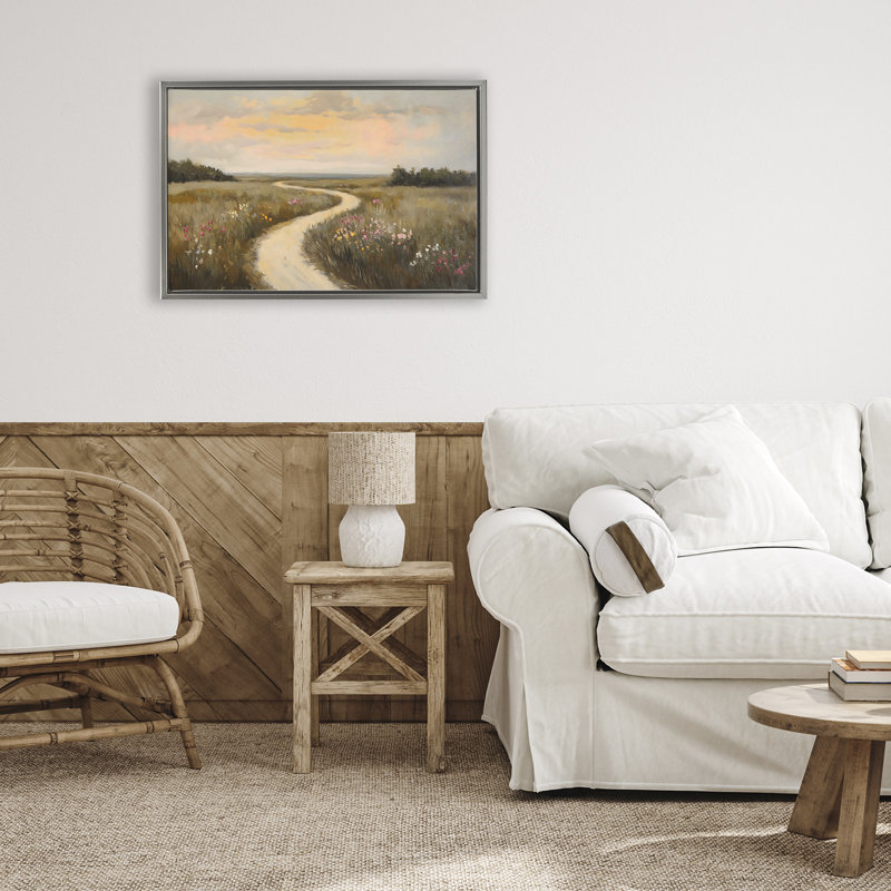 Path To Sunset View Floating Frame, design by Franklyn Gregory, Luster Gray Floater Frame, 17" H x 25" W
