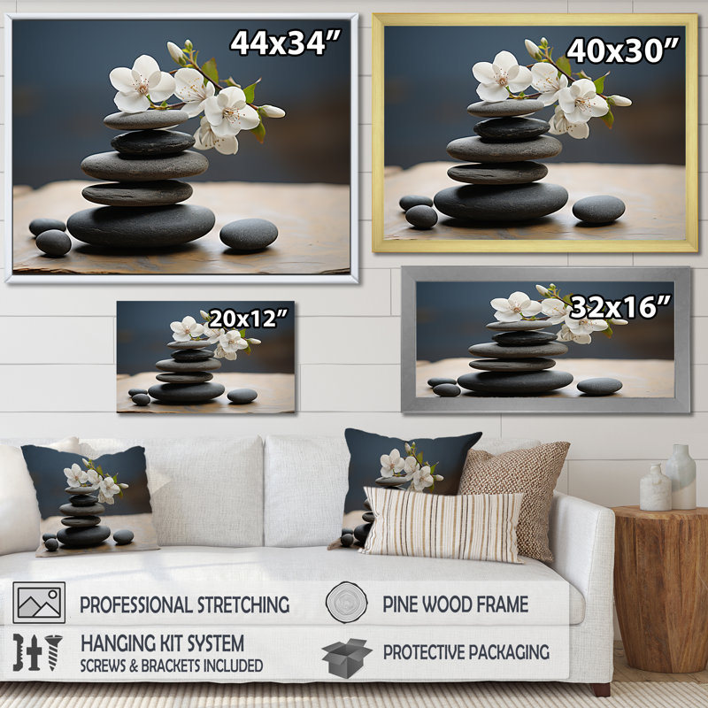 Art mural Zen zen, H 34 po x l 44 po x P 1,5 po, Toile tendue