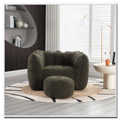 Fauteuil à billes avec repose-pieds en chenille
