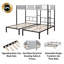 Triple lit superposé avec garde-corps ventilés, structure en métal robuste, lattes en bois silencieuses, séparable en 3 lits simples, aucun sommier nécessaire