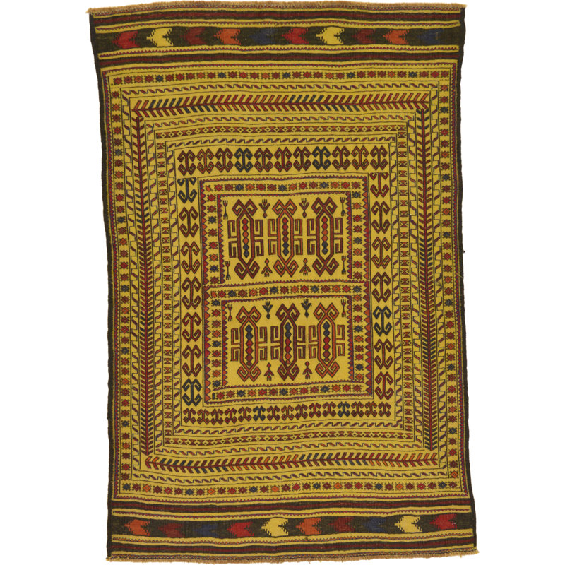 Tapis de zone en laine beige/brun 3 pi 10 po x 5 pi 10 po one-of-kind à la main noué la Warminster