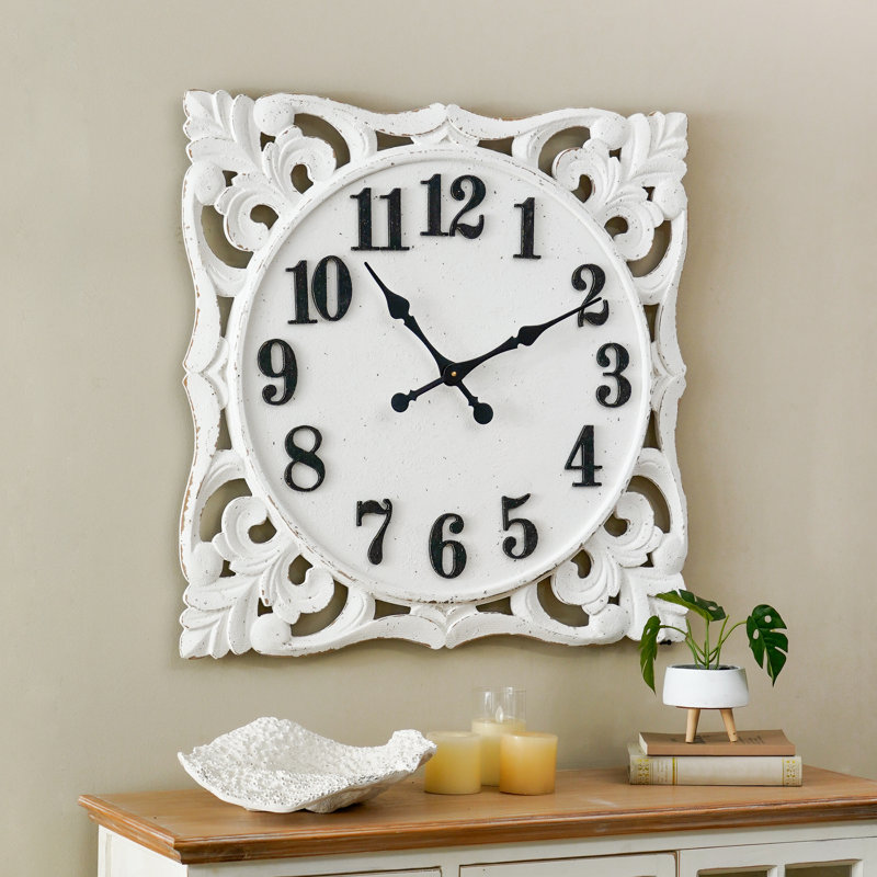 Oversized Flourish Cut-Out 30.12" Wood Wall Clock