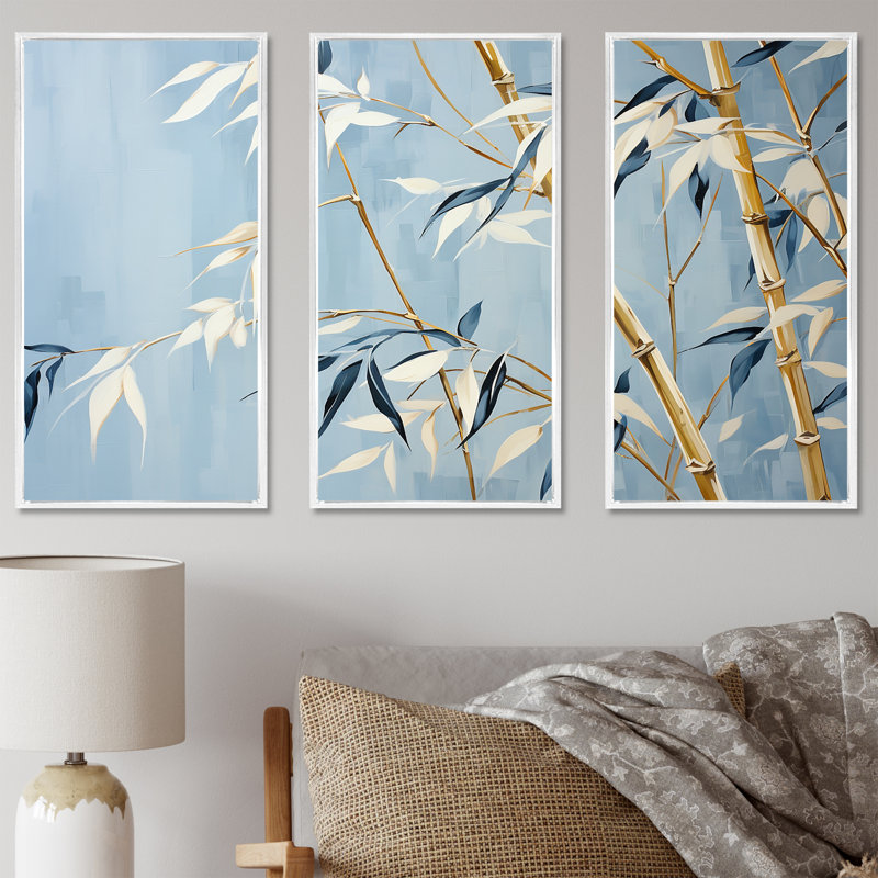 «Zen and Blue», art zen, H 28 po x l 36 po x P 1 po, Cadre flottant blanc