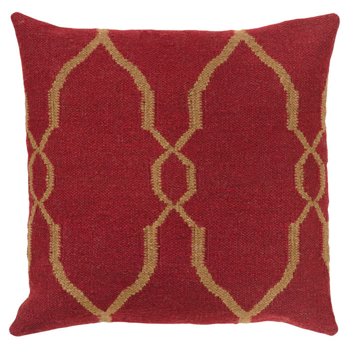  Housse de coussin carré et insert, 22 po x 22 po, Rouge / Brun, Housse de coussin seulement