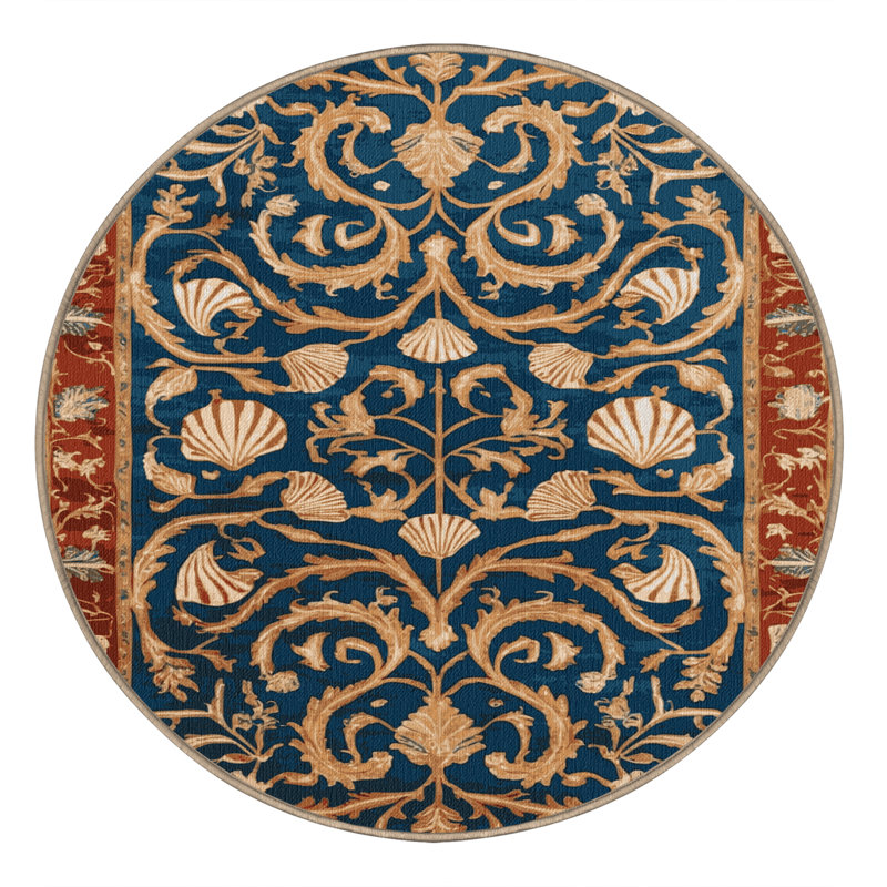 Machine Washable Persian Brown Area Rug, Round 3'