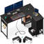 Brenice L-Shaped Metal Base Computer Table with Power Outlet-1938430269