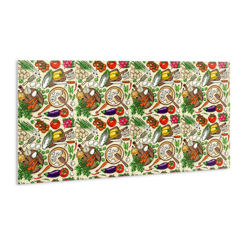 Self Adhesive Vinyl Splashback Wall Panel Sticker Tile Peel Stick 100x50 cm Cartoon vegetables