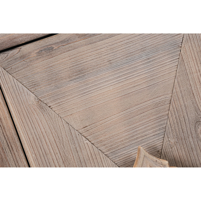Armoire brune avec poignées de porte merveilleusement fleuries pour console de couloir antique - 4 portes, élément intrigant