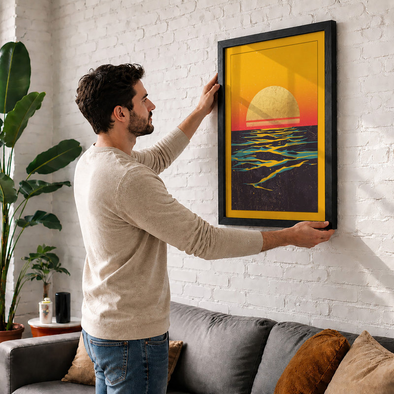 Golden Horizon Modern - Framed Print, A1 - 84.1 x 59.4 cm, Walnut