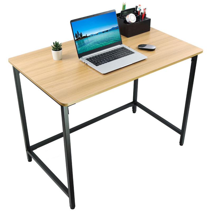 Metal Base Writing Desk, Natural, 29.13" H x 39.37" W x 23.62" D