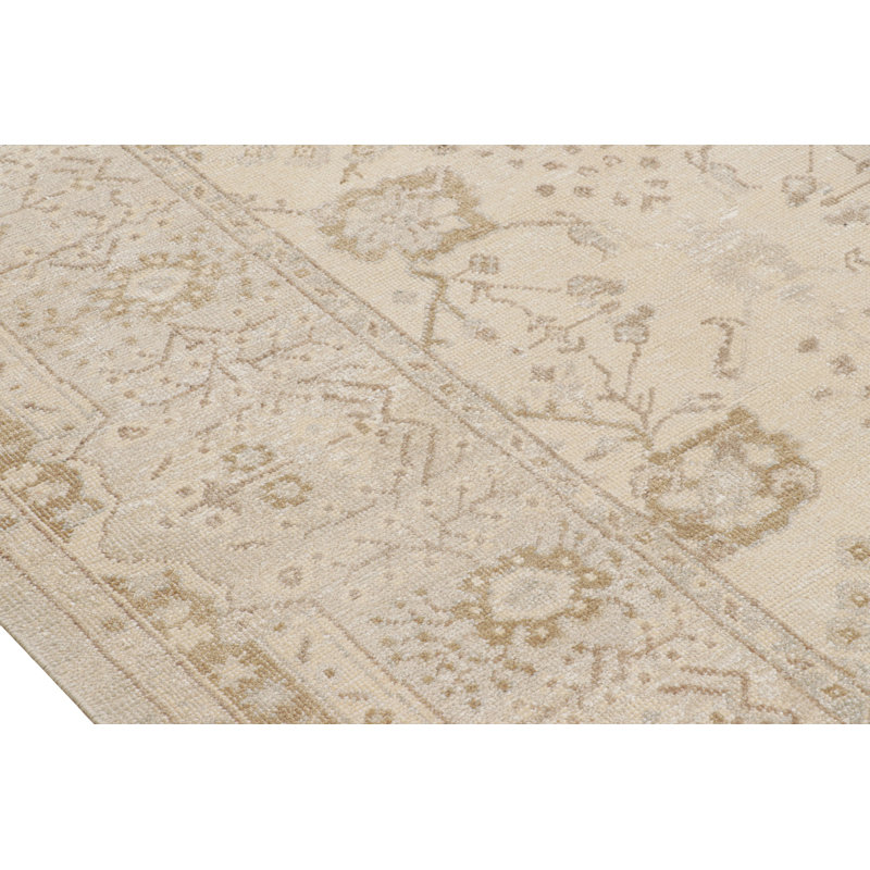 Oushak Hand Knotted Floral Area Rug, Rectangle 12' x 18'