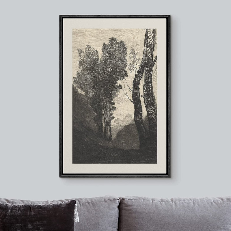 Impression sur toile, "Rustic Countryside", H 16 po x l 24 po x P 1,5 po, Noir