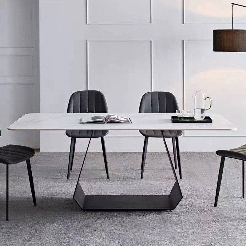 Simple Modern Rectangular Rock Slab Dining Table, 29.5"H x 63"L x 31.5"W